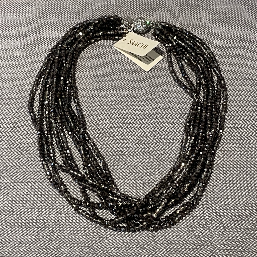 Saachi Real Glass Beaded Necklace Multi Strand 40$